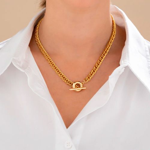 Collar + aretes en baño de oro para mujer