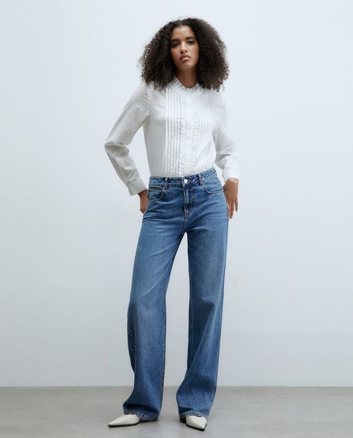 Blusa Sfera formal blanca manga larga para mujer