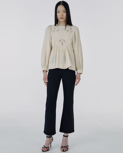 Blusa Sfera peplum amarilla manga larga para mujer