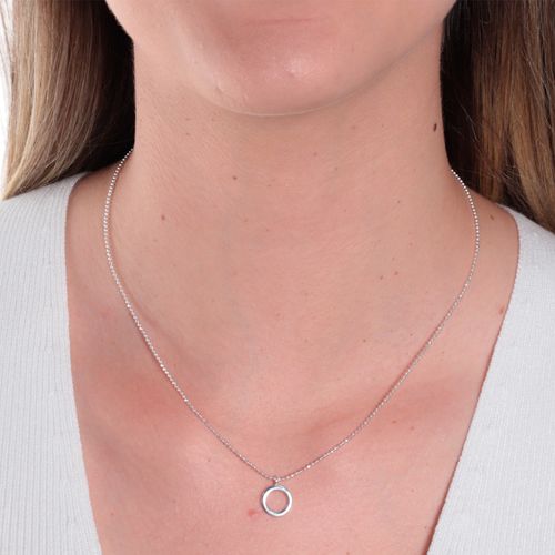 Cadena de plata con dije circular 1mm- 18.5" para mujer