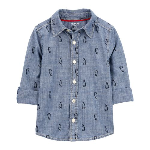Camisa azul con estampado de pinguinos para niño