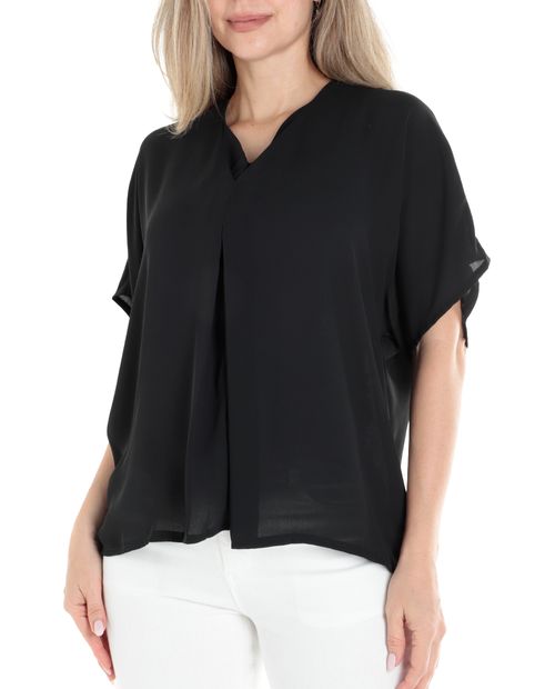 Blusa Nicolle formal negra manga corta para mujer