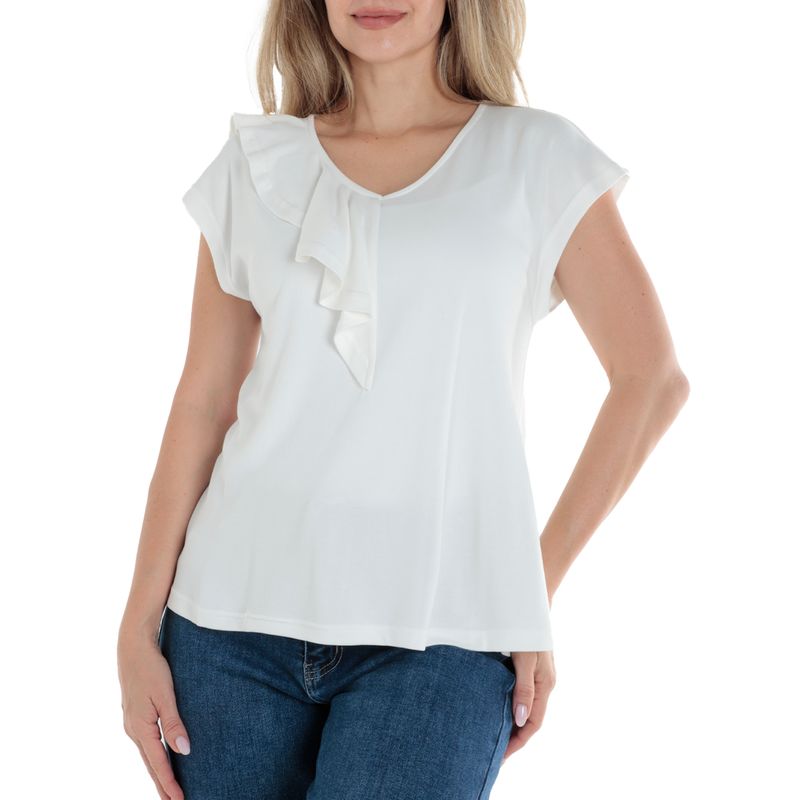 Blusa Nicolle formal blanca manga corta para mujer