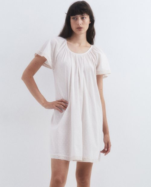 Camisón Sfera blanco manga corta para mujer