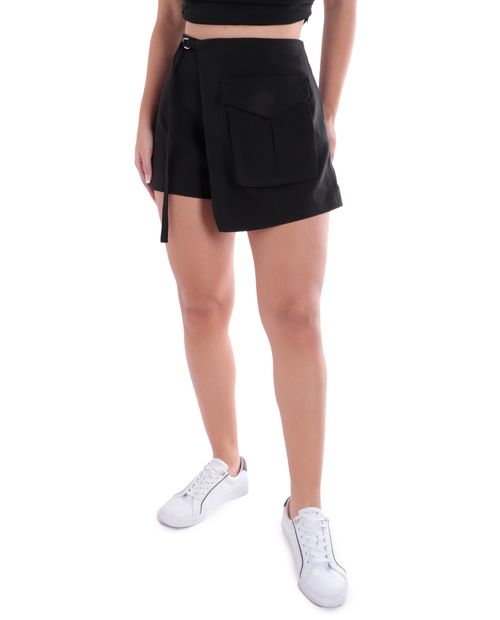 Falda short Unexpected negra de cintura alta para dama
