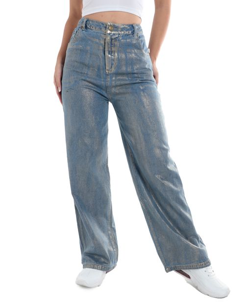 Jeans Unexpected wide leg lavado claro de cintura alta para mujer