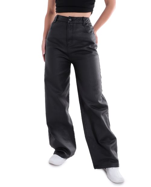 Jeans Unexpected wide leg negro de cintura alta para mujer
