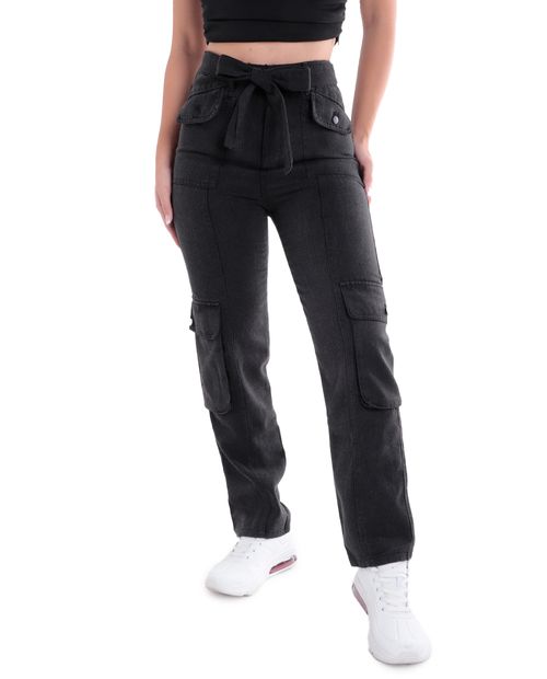 Jeans Unexpected cargo negro de cintura alta para mujer