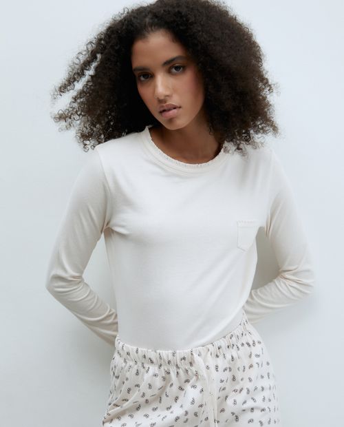 Camiseta de pijama Sfera blanca manga larga para mujer
