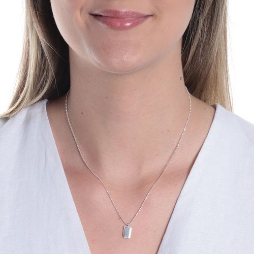 Cadena de plata con dije cuadrado 1mm- 18" para mujer