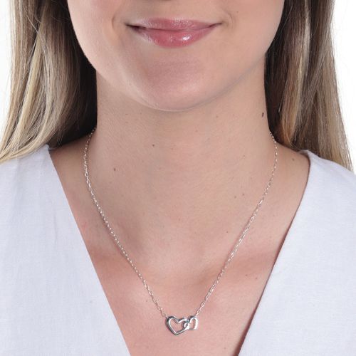 Cadena de plata con dije de corazón 1mm- 18 para mujer