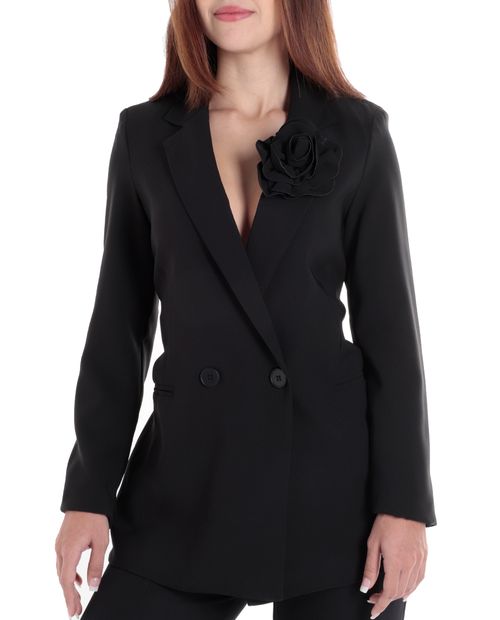 Blazer Unexpected negro manga larga para mujer