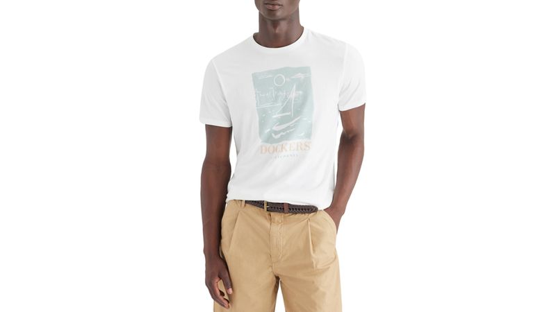 Camiseta Dockers blanca estampada para hombre