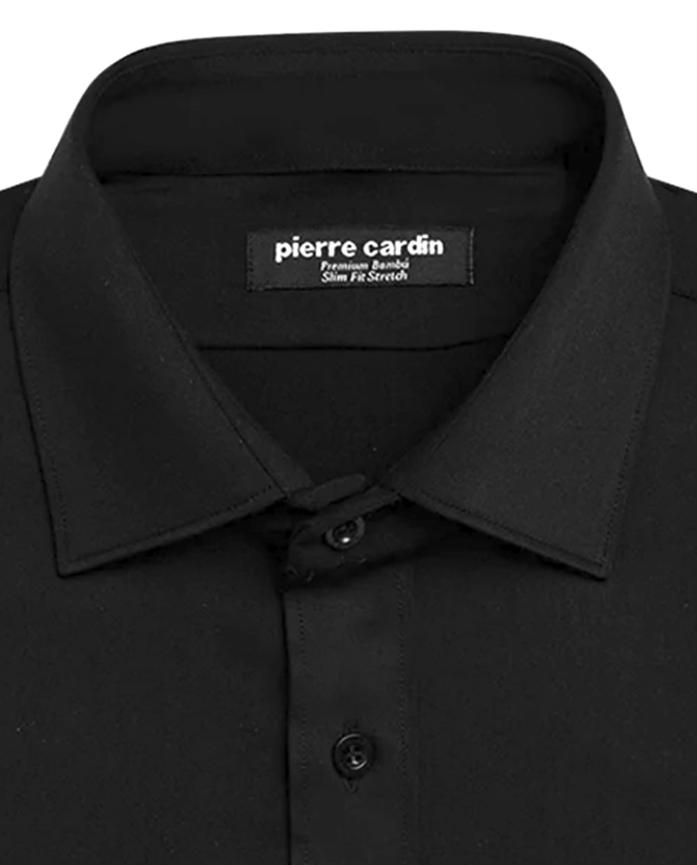 Camisa slim fit Pierre Cardin negra sólida para hombre Siman