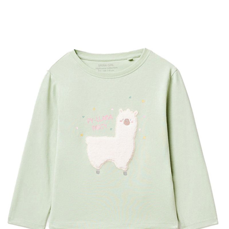 104716654-Pijama-verde-con-estampado-de-llama-para-niña