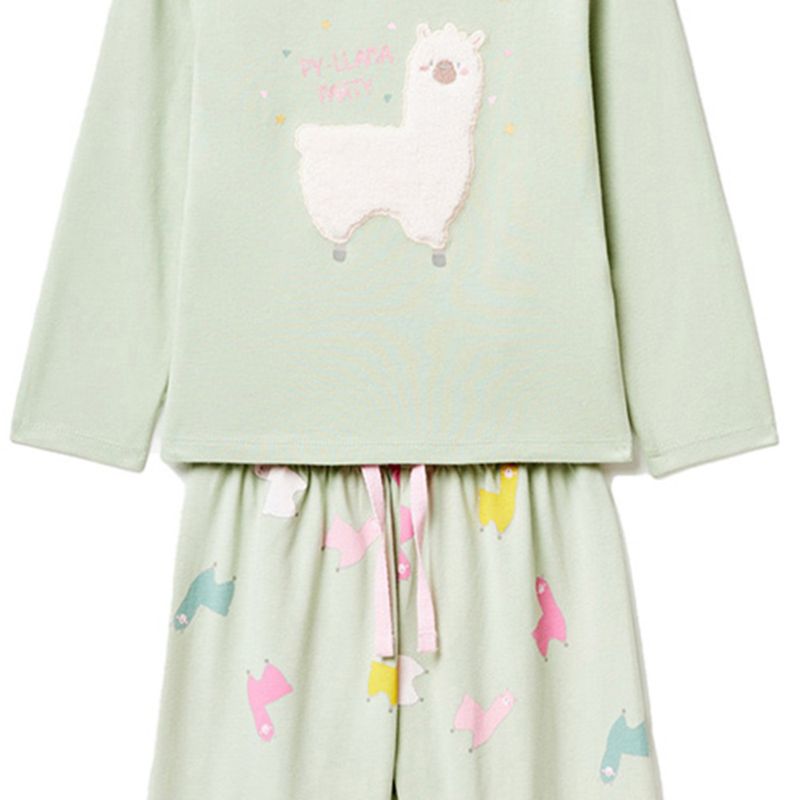 104716654-Pijama-verde-con-estampado-de-llama-para-niña