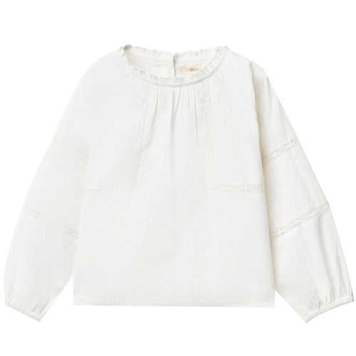 Blusa blanca sólida para niña
