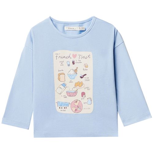 Blusa celeste con estampado para bebé niña