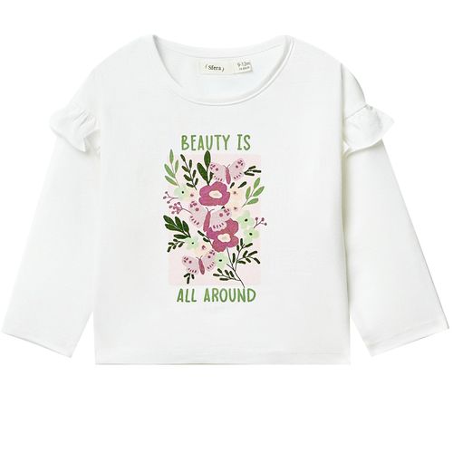 Blusa blanca con estampado de flores para bebé niña