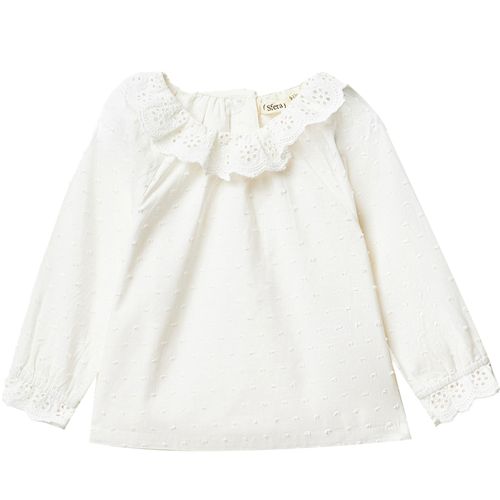 Blusa blanca sólido para bebé niña