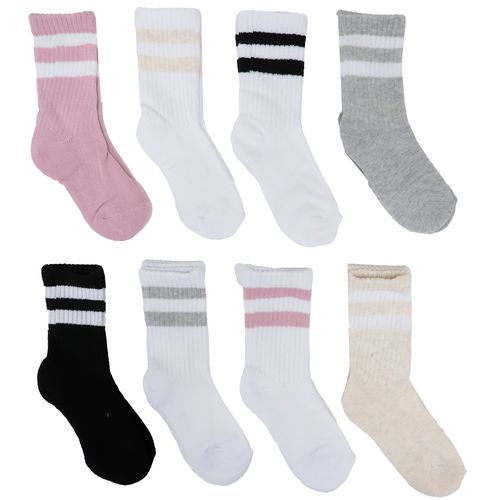Set de 8 pares de calcetines multicolor a rayas para niña