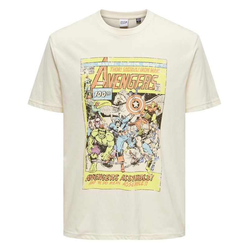 Camiseta Only Sons ivory estampado Avengers para hombre