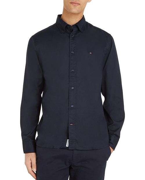 Camisa regular fit Tommy Hilfiger navy sólida para hombre