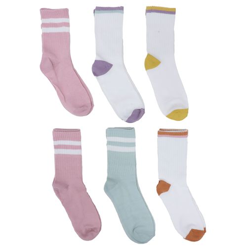 Set de 6 pares de calcetines multicolor a rayas para niña