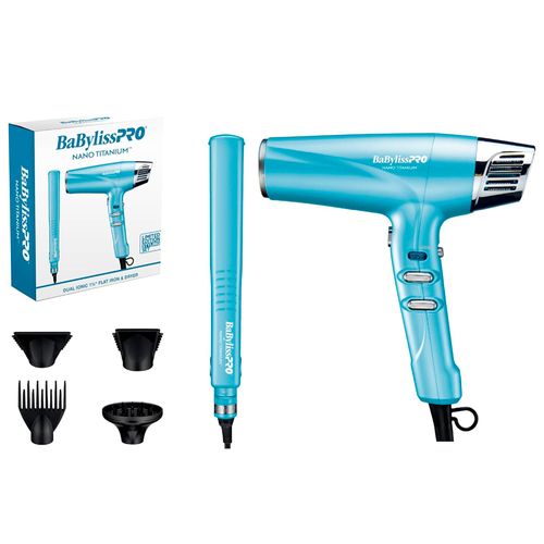Combo plancha y secador Babyliss iónicos combinados de 1-1/4" nano titanium