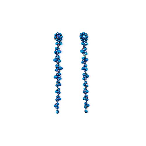 Aretes largos color azul para mujer