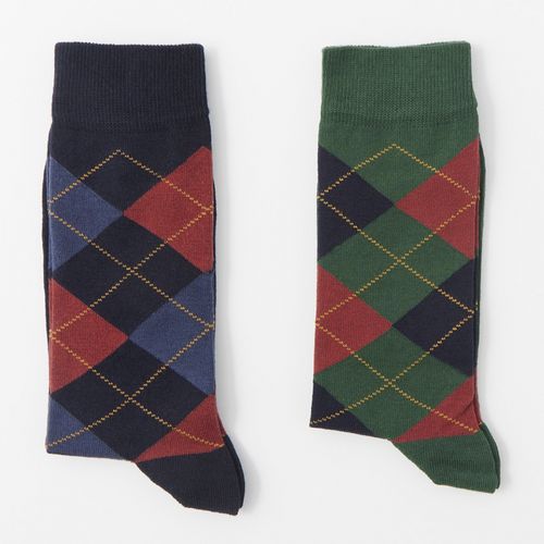 Pack de 2 pares de calcetines Sfera Crew multicolores estampado de rombos para hombre