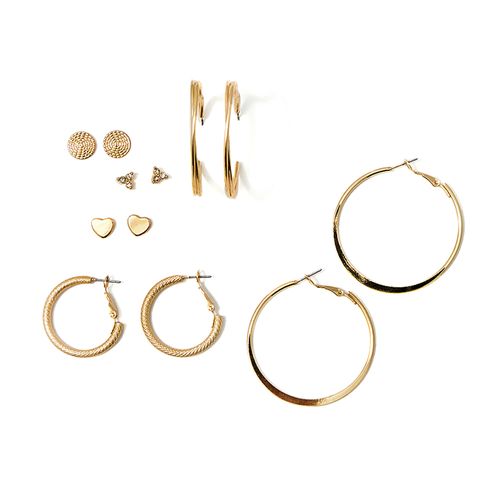 Set de 6 aretes dorados para mujer