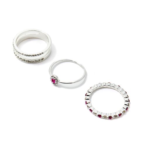 Set de 4 anillos plateados para mujer