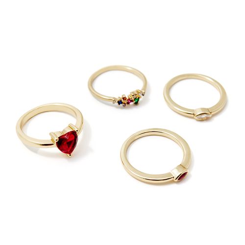 Conjunto de anillos con baño de oro para mujer