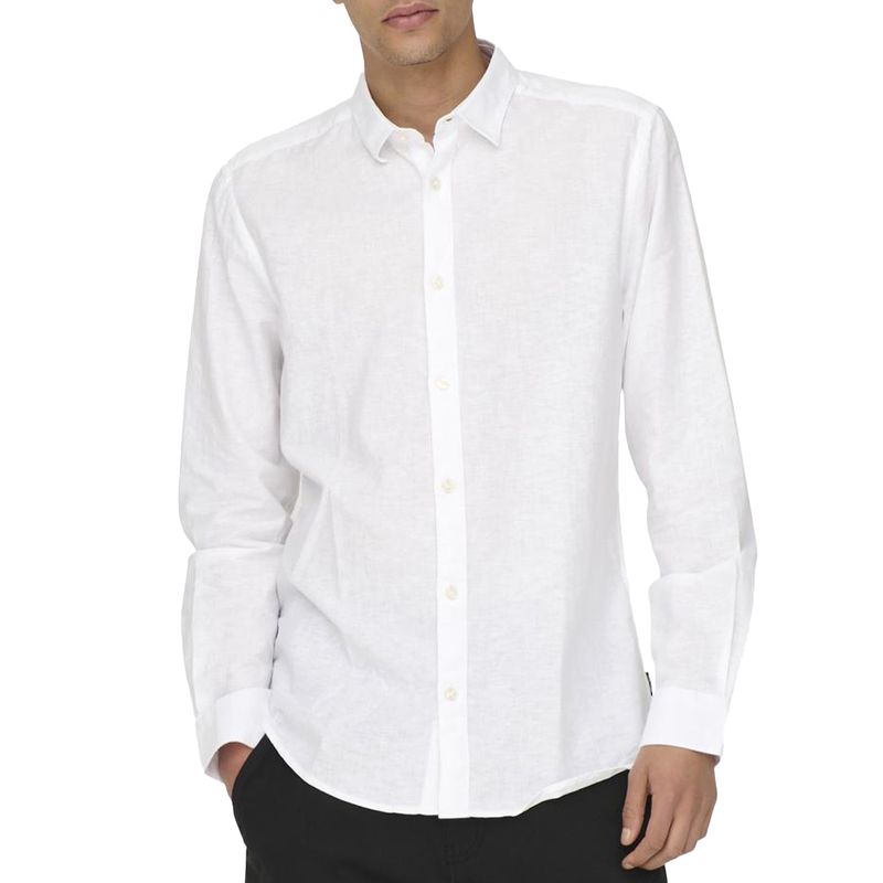 Camisa blanca manga larga para hombre