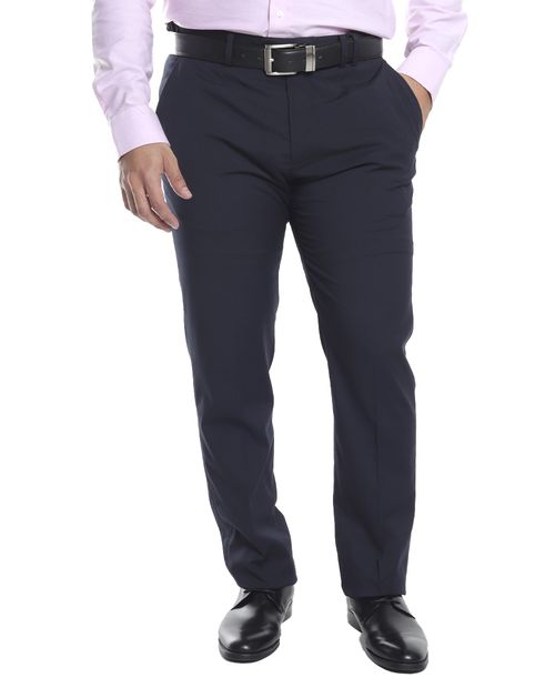 Pantalón formal PuroEGO slim fit azul navy sólido para hombre