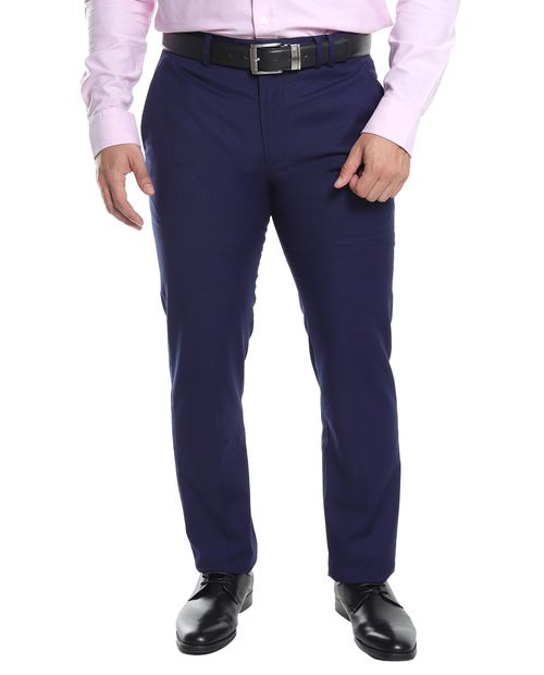 Pantalón formal PuroEGO slim fit azul navy texturizado para hombre