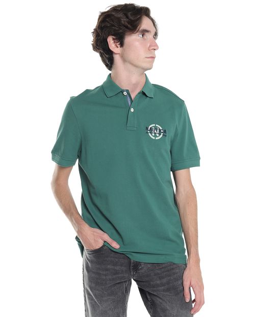 Camisa polo Nautica Jeans Co. verde con bordado para hombre