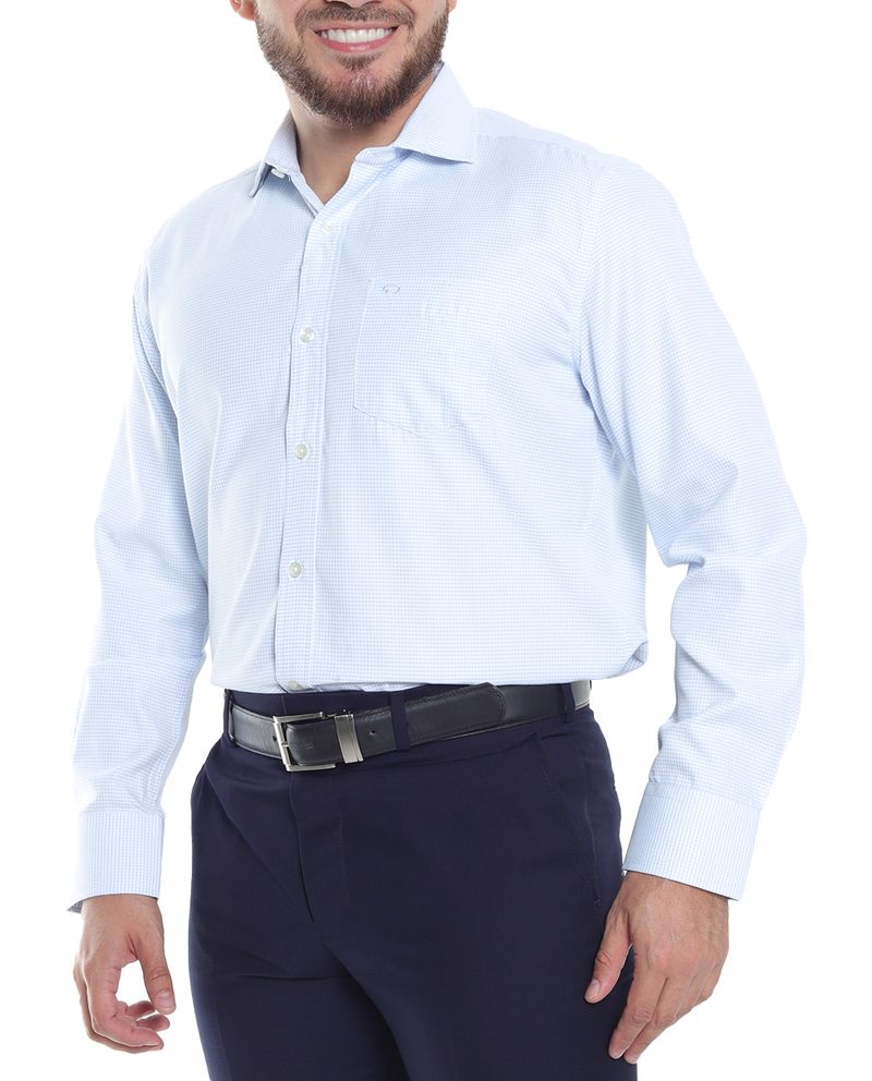 104682064-Camisa-classic-fit-Oscar-de-la-Renta-celeste-micro-cuadros-para-hombre