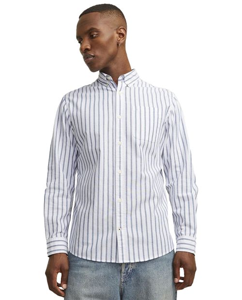 Camisa slim fit Jack & Jones azul rayada para hombre
