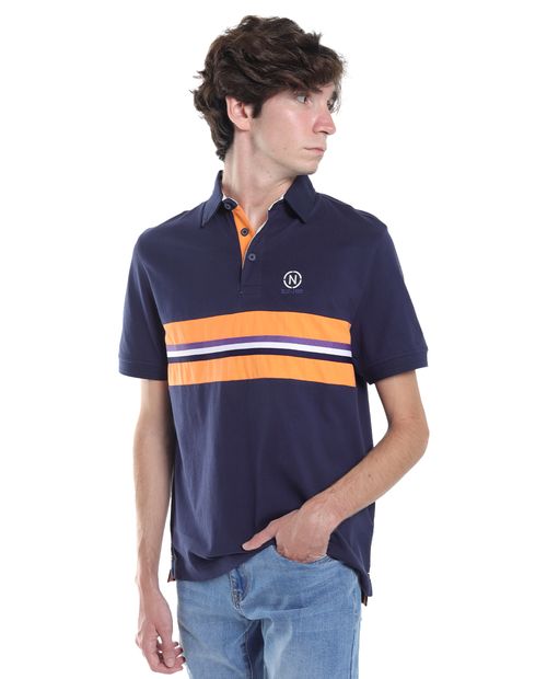 Camisa polo Nautica Jeans Co. navy color blocking para hombre