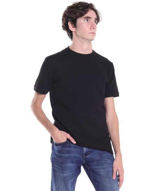 Camiseta básica Denim & Flower negra con textura para hombre