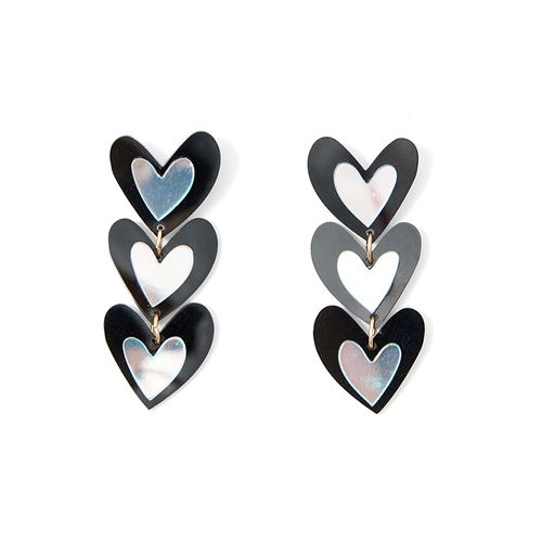 Aretes largos corazón resina para mujer