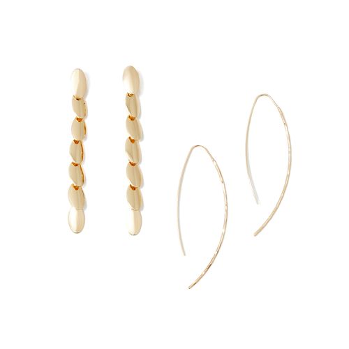 Set de 2 aretes largos dorados para mujer