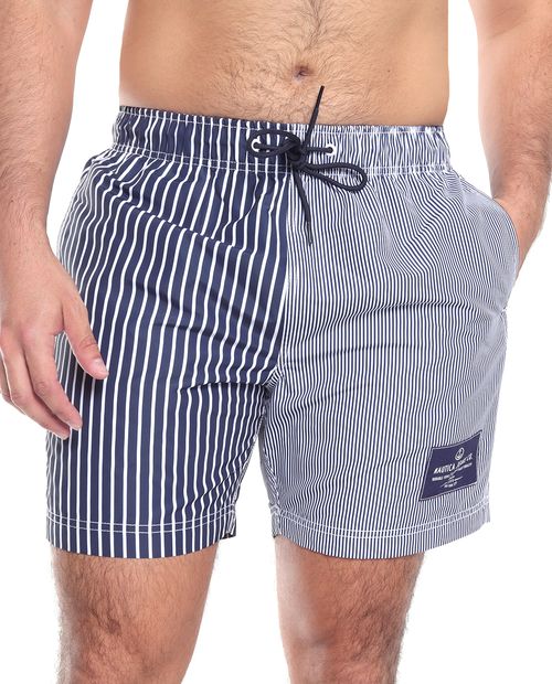 Traje de baño Nautica Jeans Co. azul color block rayado para hombre