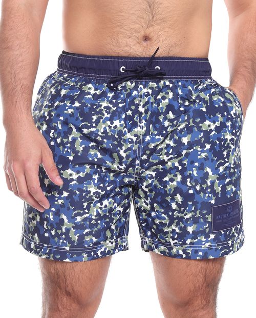 Traje de baño Nautica Jeans Co. azul estampado camuflaje para hombre