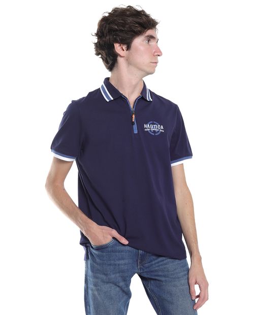 Camisa polo Nautica Jeans Co. azul con bordado "N" para hombre