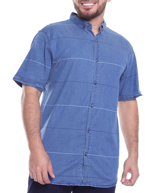 Camisa casual Gents azul denim rayada para hombre