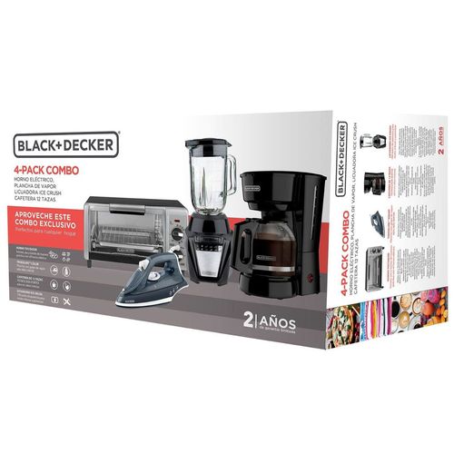 Combo Black and Decker 4 pack Horno + Plancha + Cafetera + Licuadora