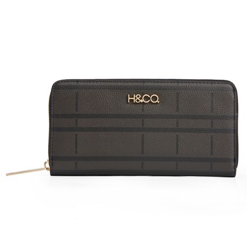 Billetera zip around H&Co color café para mujer